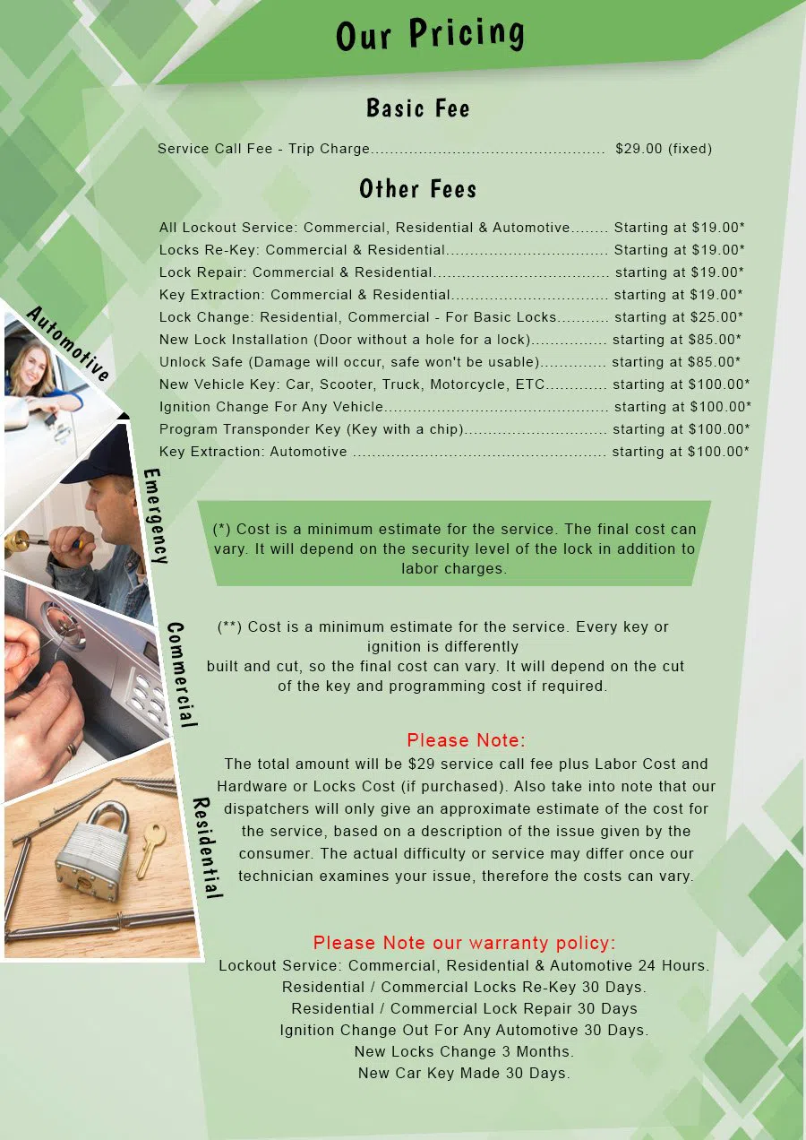 Lock Safe Services Denver, CO 303-729-1009 - Pricelist-2